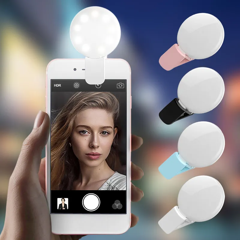 Мини-Q селфи Кольцо света перезаряжаемые светодиодные лампы-вспышки для Night Фото заполняющая Свет USB Клип Мобильный телефон для iPhone Samsung