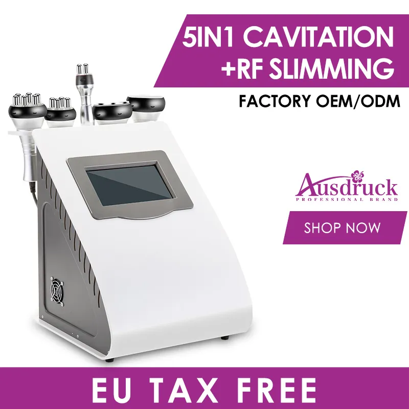 Efficace Forte 40K Ultrasonic cavitation body sculpting dimagrante sottovuoto Pelle RF Firm body lift red photon machine con gel di raffreddamento del carrello