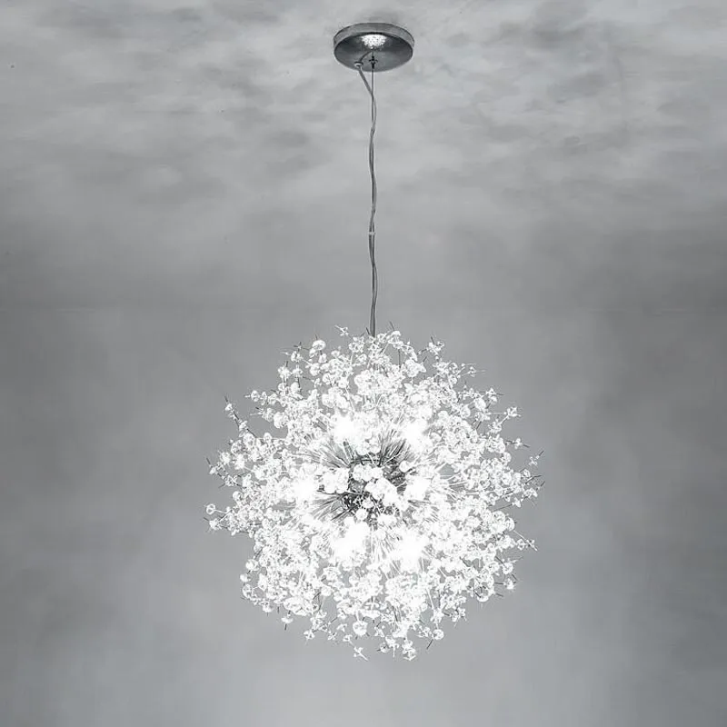 Dandelion żyrandol kryształ koraliki lampy wisiorek oświetlenie LED wiszące okrągłe nowoczesne 8 9 12 16 światła do jadalni