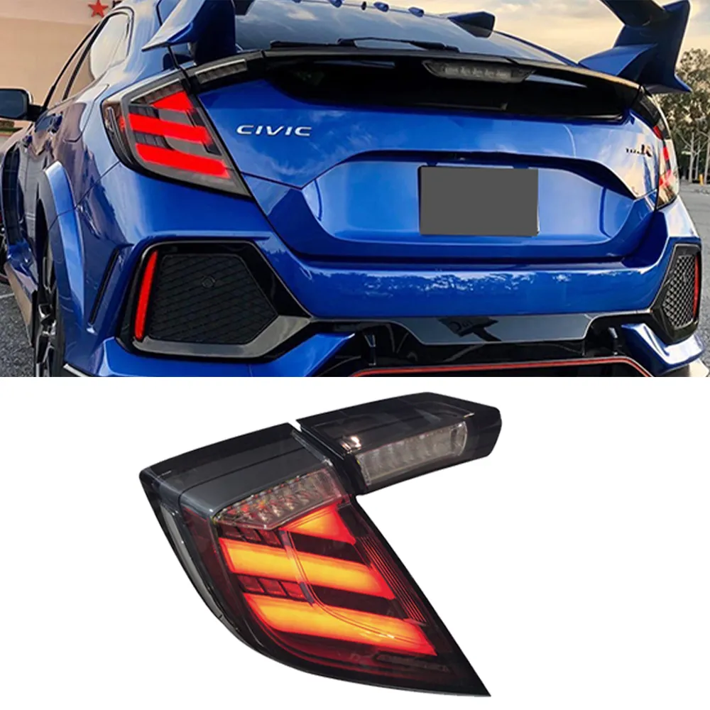 2PCS TailLight pour Honda Civic Type R 10th Hatchback 2016 2017 2018 2019 2020 2021 Assemblage du feu arrière LED DRL Turn Signal frein inverse