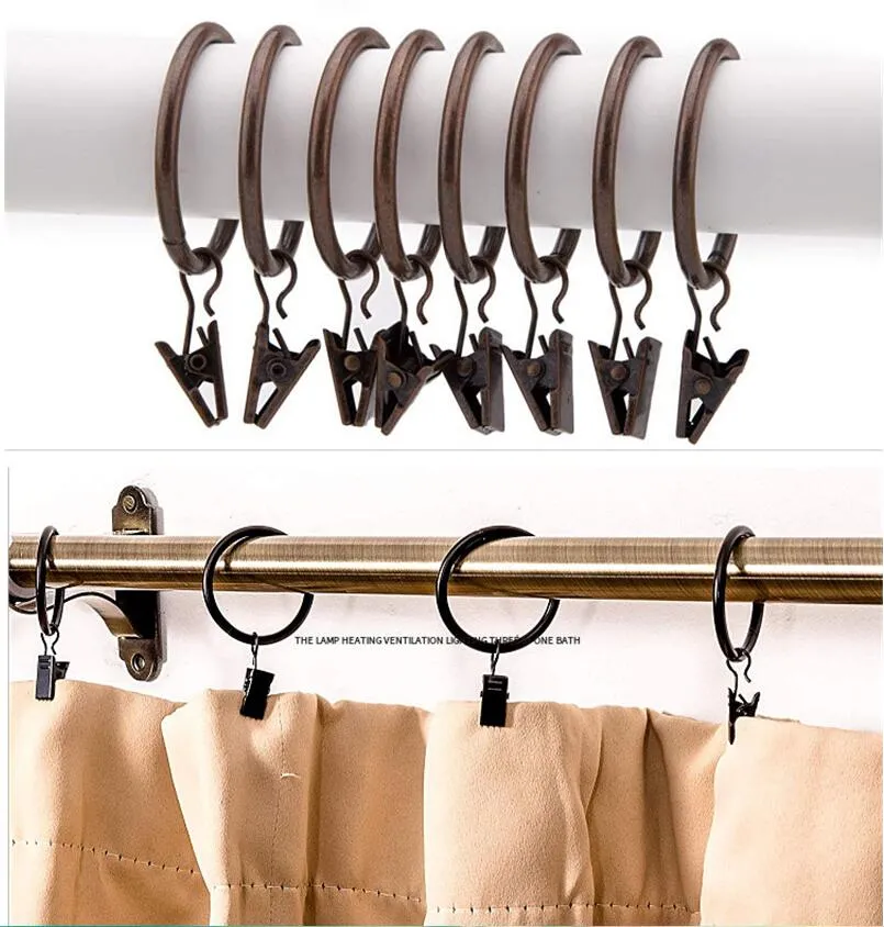 Buy 60 Pieces Metal Drapery Curtain Rings Curtain Hanging Rings and 60  Pieces Metal Curtain Drapery Pin Hooks for Window Door Shower Curtain, 30  mm Internal Diameter (Oil-Rubbed Bronze) Online at Low