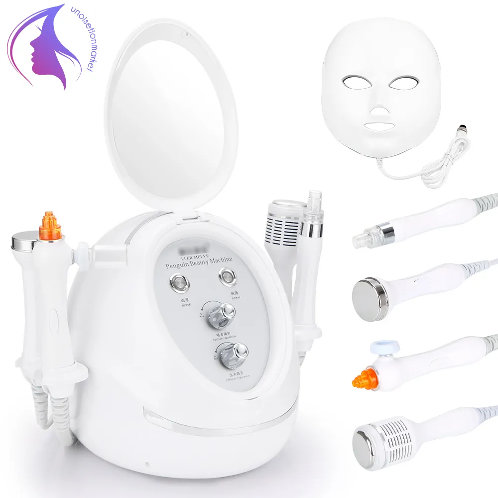 I lager 5 In1 Hydra Ultraljud Micro Dermabrasion Facial Skin Care Acne Scars Removal LED Mask Skönhet