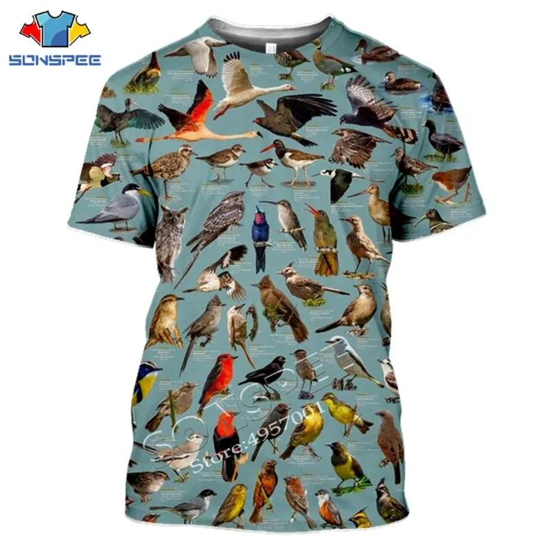 T-shirts T-shirts T-shirts Sonsspee Zomer Casual Mannen T-shirt Insecten Vogels 3D Printing T-shirts Unisex Pullover Tops Nieuwigheid Streetwear Grappige Korte Slee