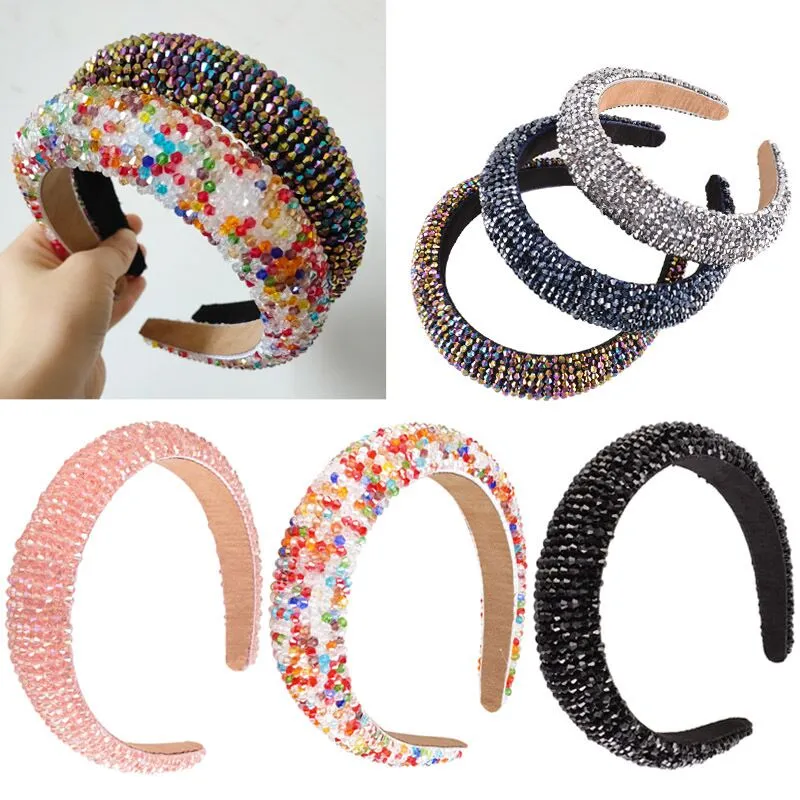 Beaded Headband Colorful Sparkly Padded Hair Hoop Women Girl Hair Band Headdress Diadema Con Cuentas De Cristal Y Diamantes De Imitacion