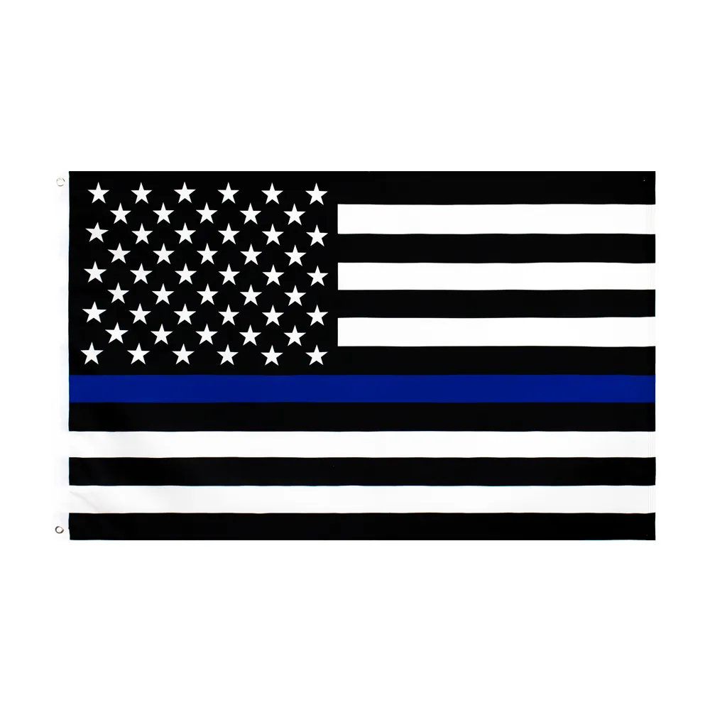 3x5ft 90x150cm خط أزرق رفيع العلم حياة ضباط إنفاذ القانون الولايات المتحدة الأمريكية الشرطة الأمريكية المباشرة بالجملة