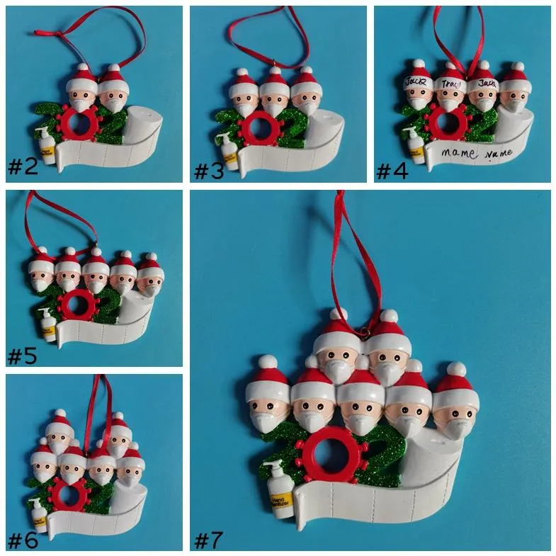 Decorazioni per l'ornamento dell'albero di Natale in quarantena degli Stati Uniti Decorazioni per Babbo Natale personalizzate Famiglia di 2.3.4.5.6.7 Ornamento Pandemia Distanziamento sociale