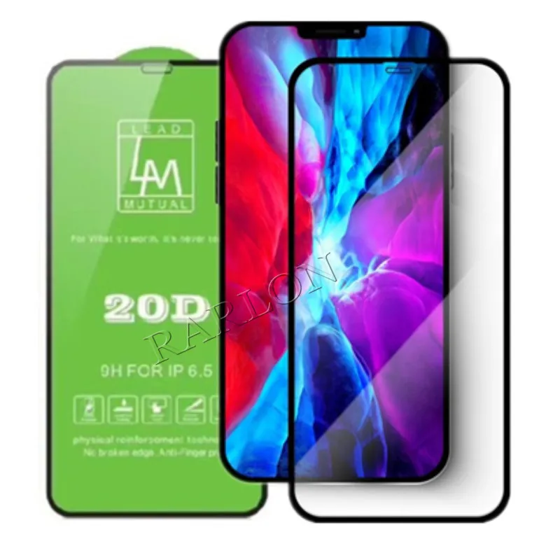20D Premium Displayschutzfolie mit gebogenem Rand aus gehärtetem Glas für iPhone 15 14 Pro Max 13 13pro 12 MINI 12Pro 11 SE Xs XR 7 8 Plus Fabrikpreis
