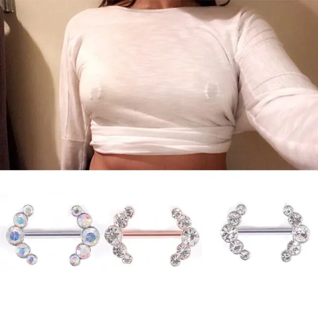 2 pièces coloré Sexy cristal clair amour mamelon Piercing boucliers barres mamelon Piercing pour les femmes corps Piercing