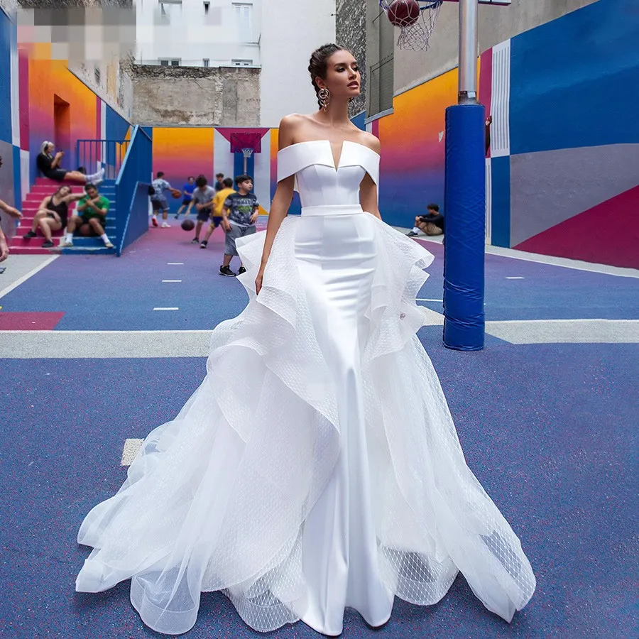 Customizable 2020 Satin Boat neck rmaid ss with Detachable Boat Neckline - Elegant Two-Piece by ETHEL ROLYN in