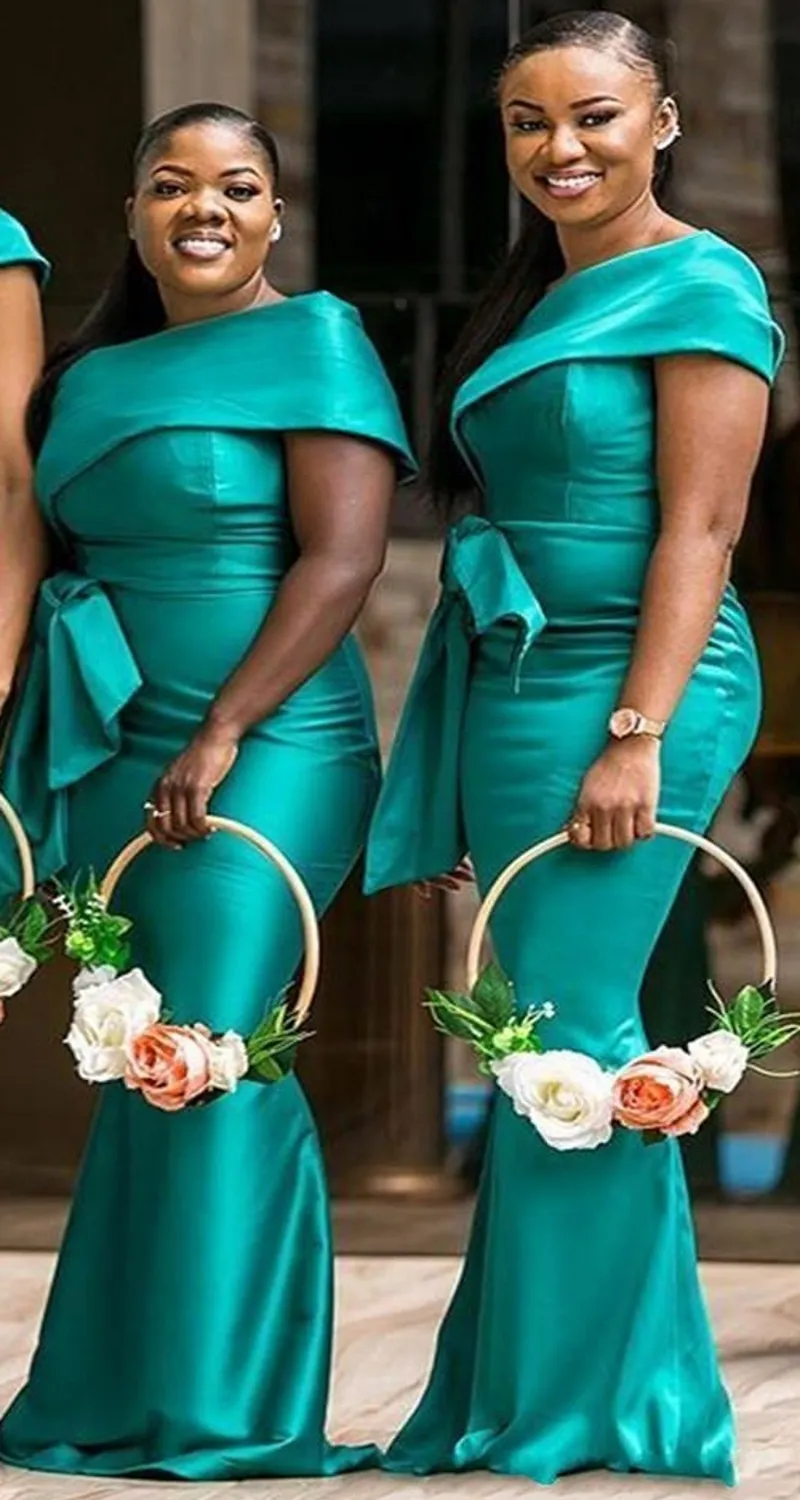 One Shoulder Hunter African African Bridesmaid Dresses 2022 With Cap Sleeves And Satin Sheath Sashes Perfect For Weddings Guests And Formal Maid Of Honor Gowns From Werbowy 81.41 DHgate.Com