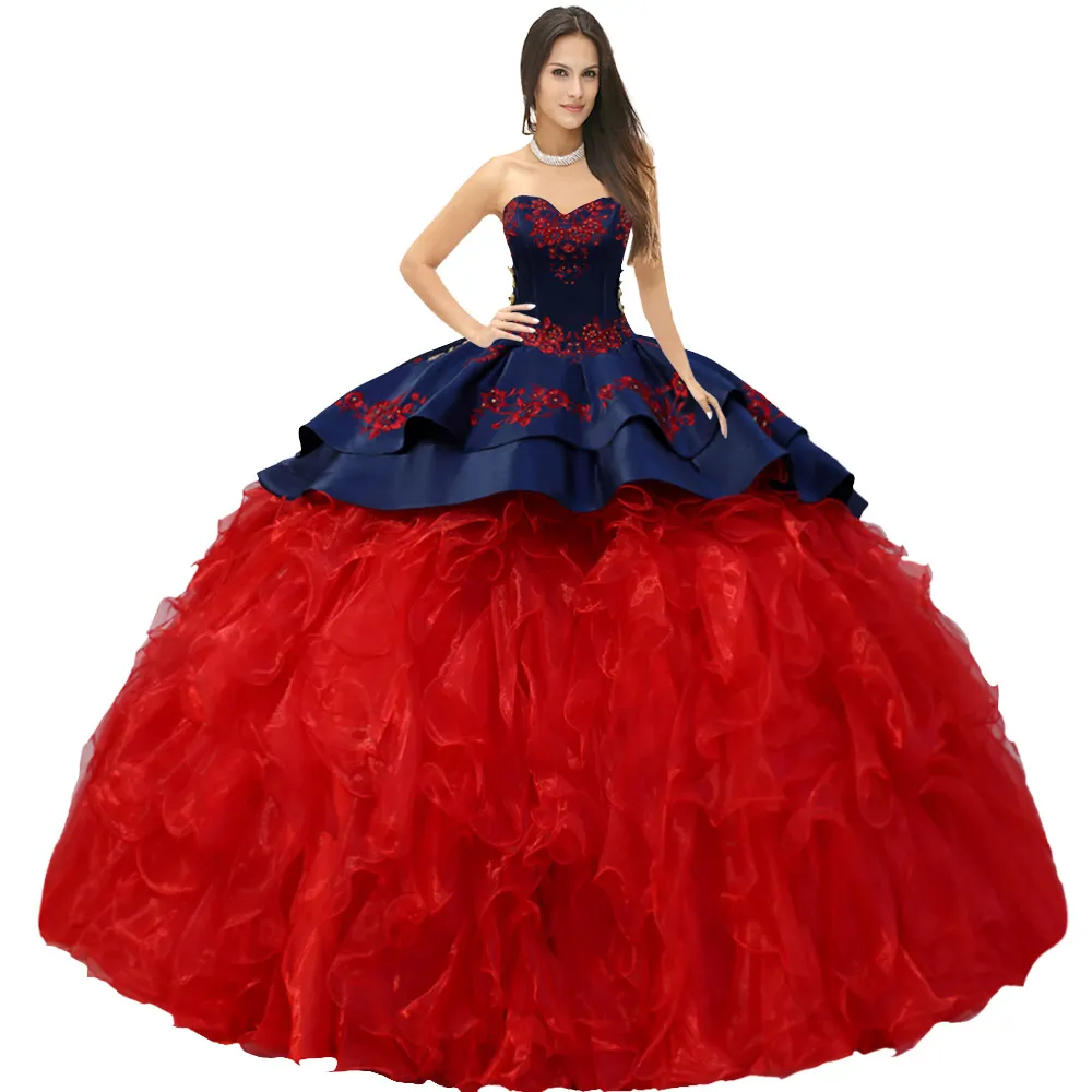 حبيبته كارو شارة مطرزة اللباس quinceanera زيف الكرة ثوب عالية انخفاض تراكب كثيف الشلال الكشكشة 15 فتاة اللباس مع القوس الظهر