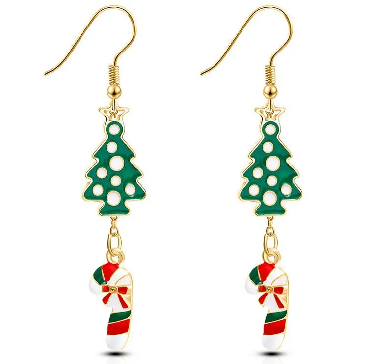 Örhängen Kvinnor Crystal Santa Claus Snowman Drop Dangle Earring Nyår Röd Pompon Set för Girl Xmas Present DHL Fast Ship