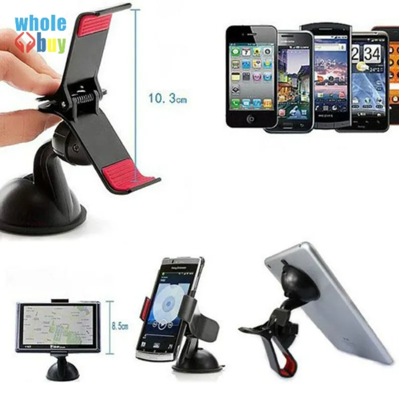 360 Degree Universal Car Phone Holder Windshield Dashboard Mount Stand Smart Mobile Phone GPS MP4 Rotating +Retail Packaging 50pcs/lot