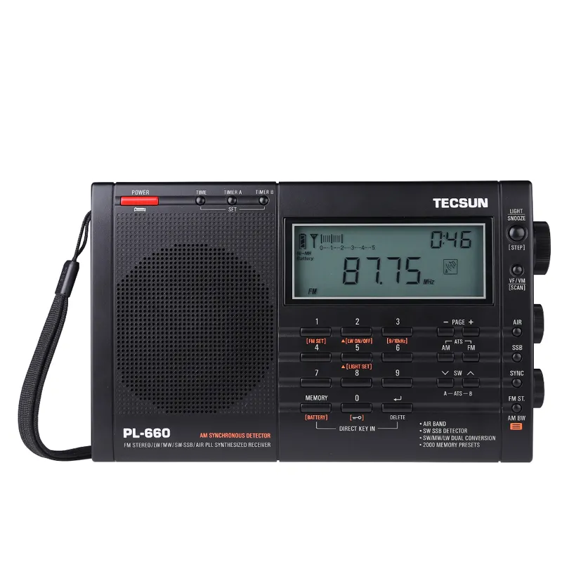 Tecsun PL-660 Taşınabilir Yüksek Performanslı Tam Bant Dijital Tuning Stereo Radyo FM AM Radyo SW SSB Çoklu Fonksiyonları Dijital Ekran