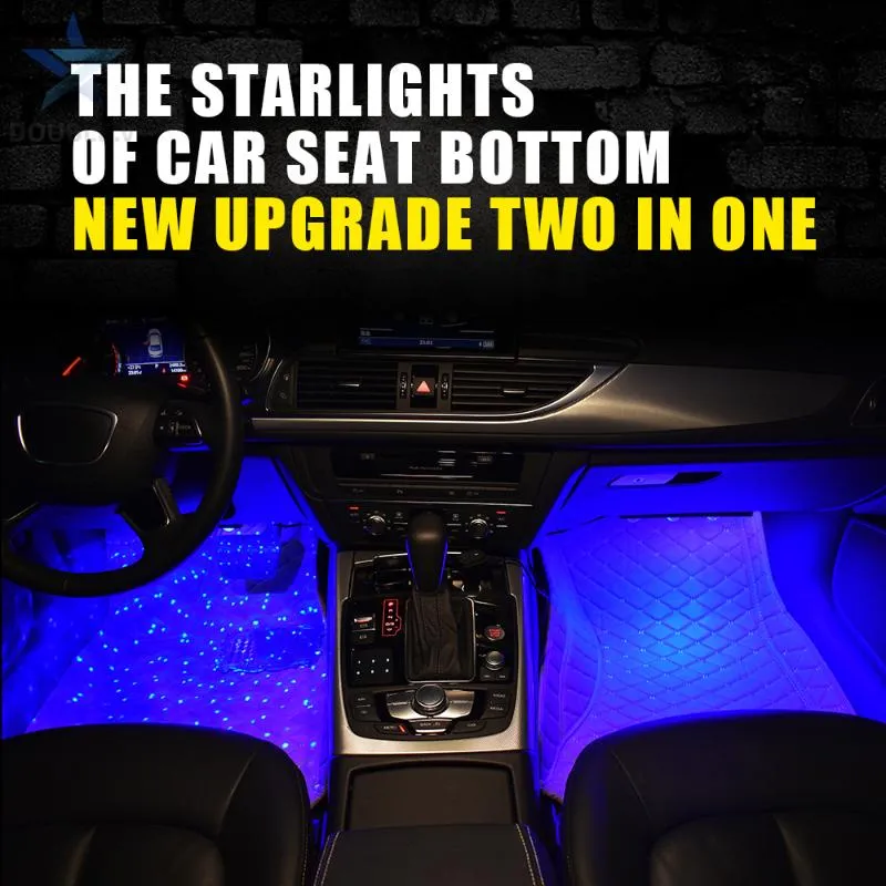 Lot de 4 lumières d'ambiance LED USB pour intérieur de voiture