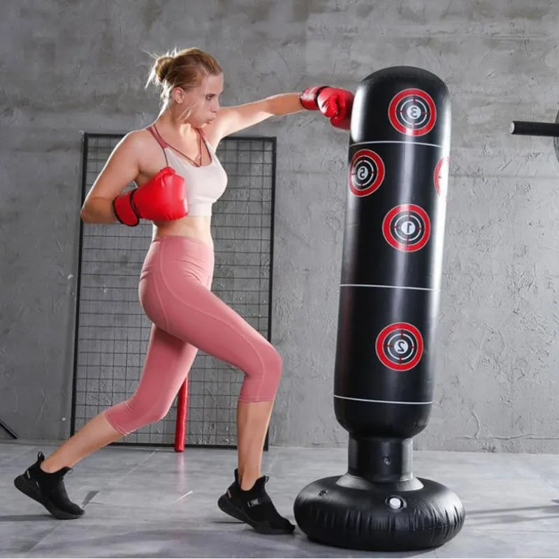 Boxing Punching Bag Boxing Muay Thai Inflatable Tumbler Decompression Punching Sandbag for Kid Adult Force Core Training Tool