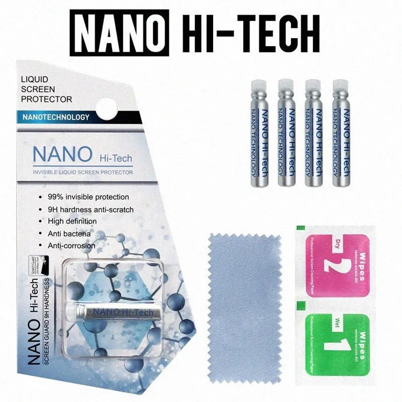 1ml flytande nano tech skärmskydd 3d krökt kant anti scratch tempererad glasfilm för iPhone x 7 8 11 Samsung S8 S10 S20