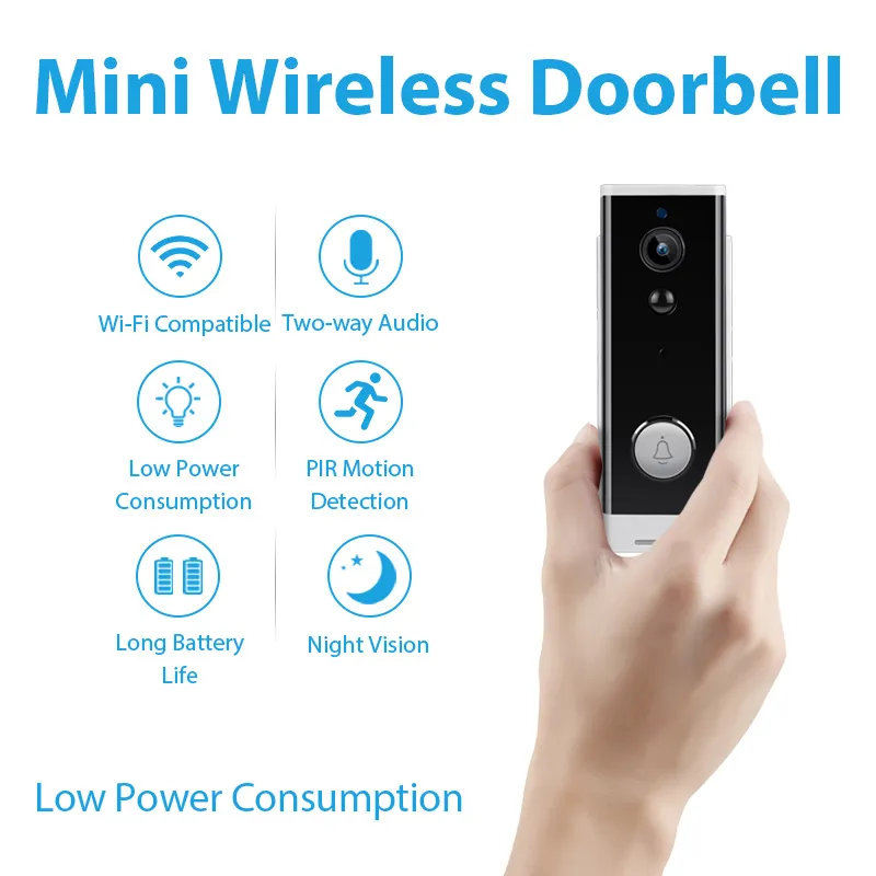1080p HD Smart Doorbell-Camera WiFi IP-kamera Video Intercom Säkerhetsbatteri Dörr App Fjärrkontroll Bell