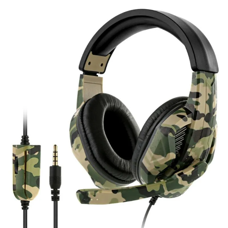 3.5mm Camo Wired Gaming Headset Camouflage Over Ear Headphones with Microphone for 3 Xbox One 360 for Switch PC Video Games