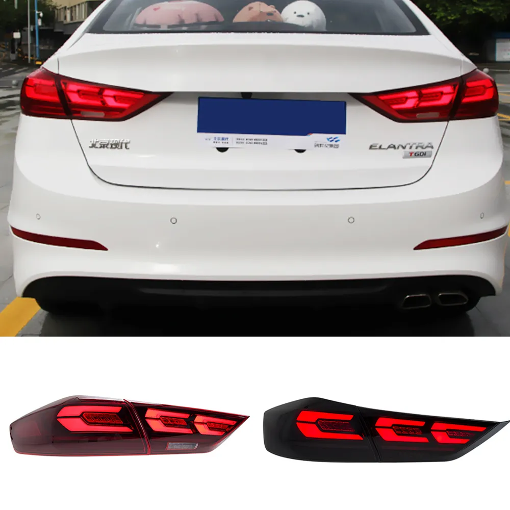 2Pcs Car Styling LED Tail Lamp Dynamic Signal Brake Reverse Accessories For Hyundai Elantra 2016 2017 2018 DRL Tail Light