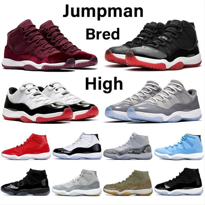 Jumpman 11 11S 망 농구 신발 상속인 밤색 마론 백금 틴트 핑크 뱀 피부 멋진 회색 낮은 흰색 자란 장미 골드 여성 운동화