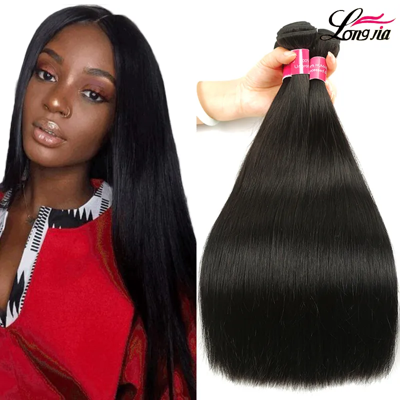 Mink Brazilian Straight Hair Bundles Brazilian Virgin Human Hair Straight Weft 1B Unprocessed Straight Human Hair Extensions