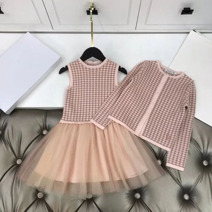 2020 New Arrival Toddler Girl Clothes Pink jacket+dress Set highest quality Kids Clothing 100-150 in stock