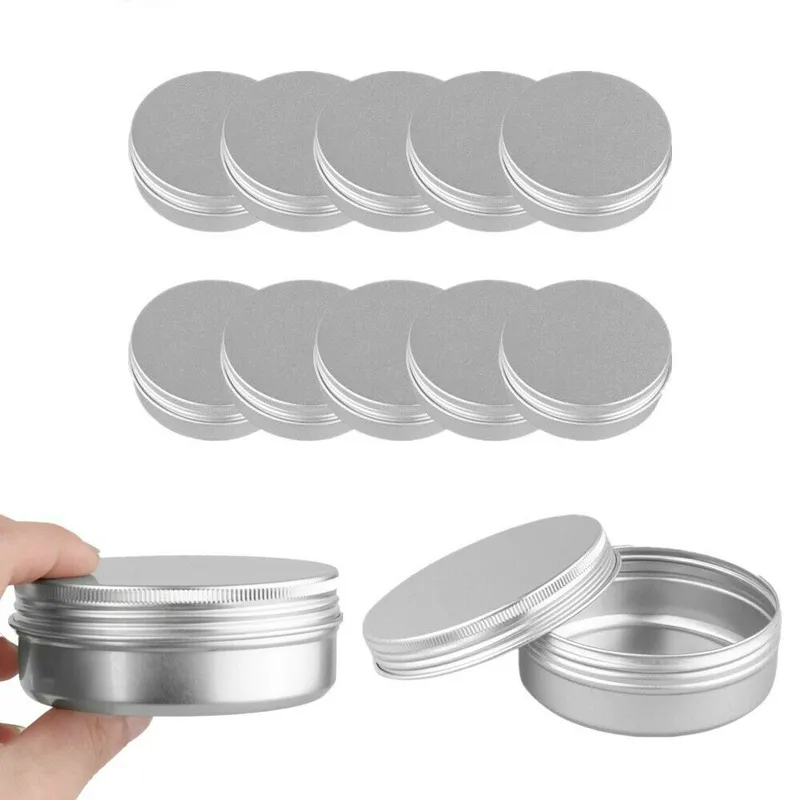 1000pcs 5g Round Aluminum Cans Tins Storage Cream Cosmetic Pot Lip Balm Container Box Case Tin Jar Jars with Screw Lids Silver
