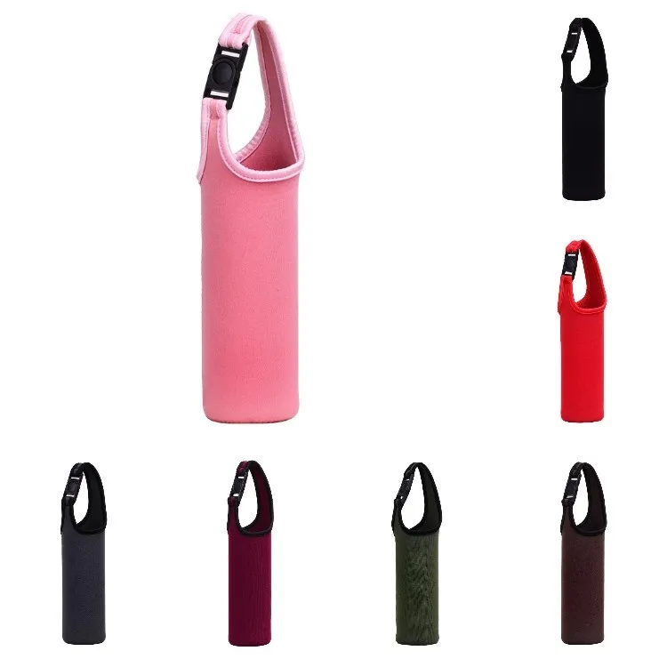 nuova custodia per bottiglia d'acqua in neoprene con cinturino a mano portabottiglie d'acqua in vetro dispositivo di raffreddamento portatile esterno coperchio per bottiglia per bevande isolato T500204