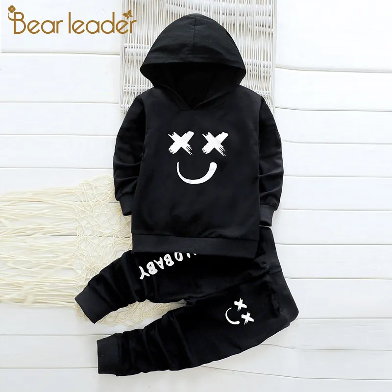 Bear Leader Boys Autumn Fashion Casual Clothing Sets Cartoon Pattern Hoodied Tops and Letter Print Pants 2-6 Years Children Suit