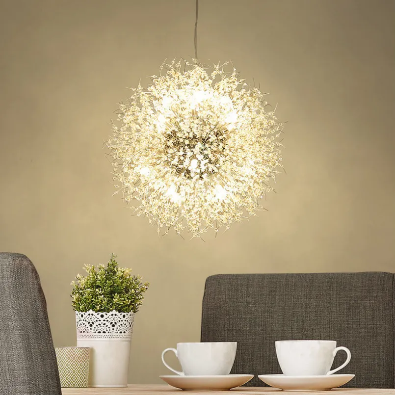 Lampadario di tarassaco nordico Lampadario di perline di cristallo Illuminazione a sospensione a LED Lampada a sospensione rotonda per decorazioni artistiche per sala da pranzo Soggiorno