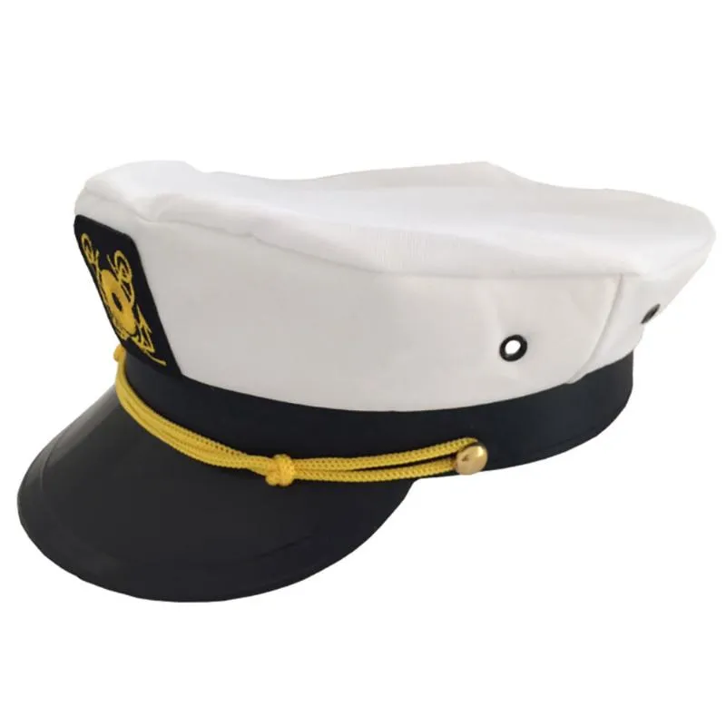 Berretti Cappelli per yacht per adulti Skipper per barche Capitano per marinaio Costume Cappello Berretto regolabile Navy Marine Admiral per uomo Donna1302d