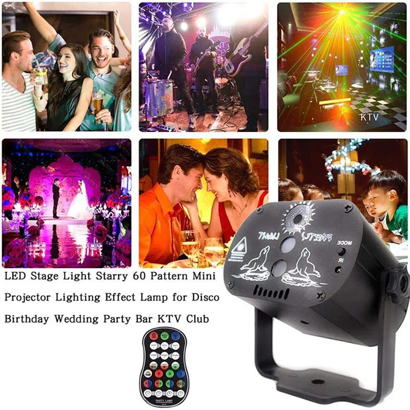 Efekty LED Mini RGB Disco Light Laser Stage Projektor DJ Party Strobe Lampa Nocne klub oświetlenia Lampy urodzinowe