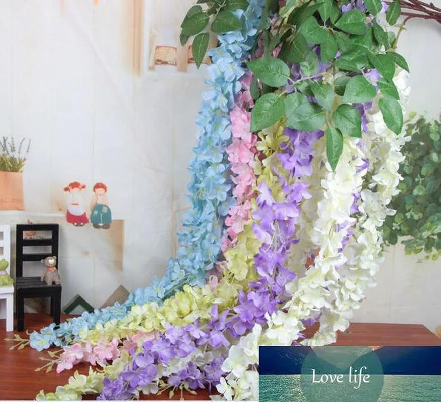 100pcs 1.6 Meter Long Elegant Artificial Silk Flower Wisteria Vine Rattan For Wedding Centerpieces Decorations Bouquet Garland Home Ornament