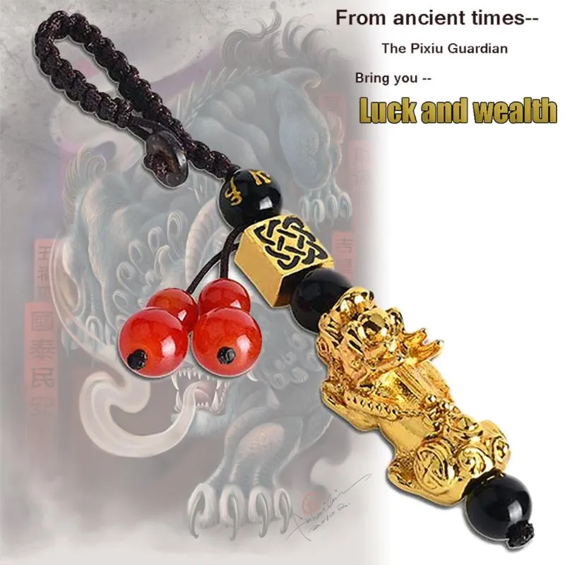 Pendentif Breloques Pixiu Bête Apporter Chance et Richesse Chinois Fengshui Charme Clé De Voiture Pendentifs Porte-clés Sac Bracelet Accessoires2132