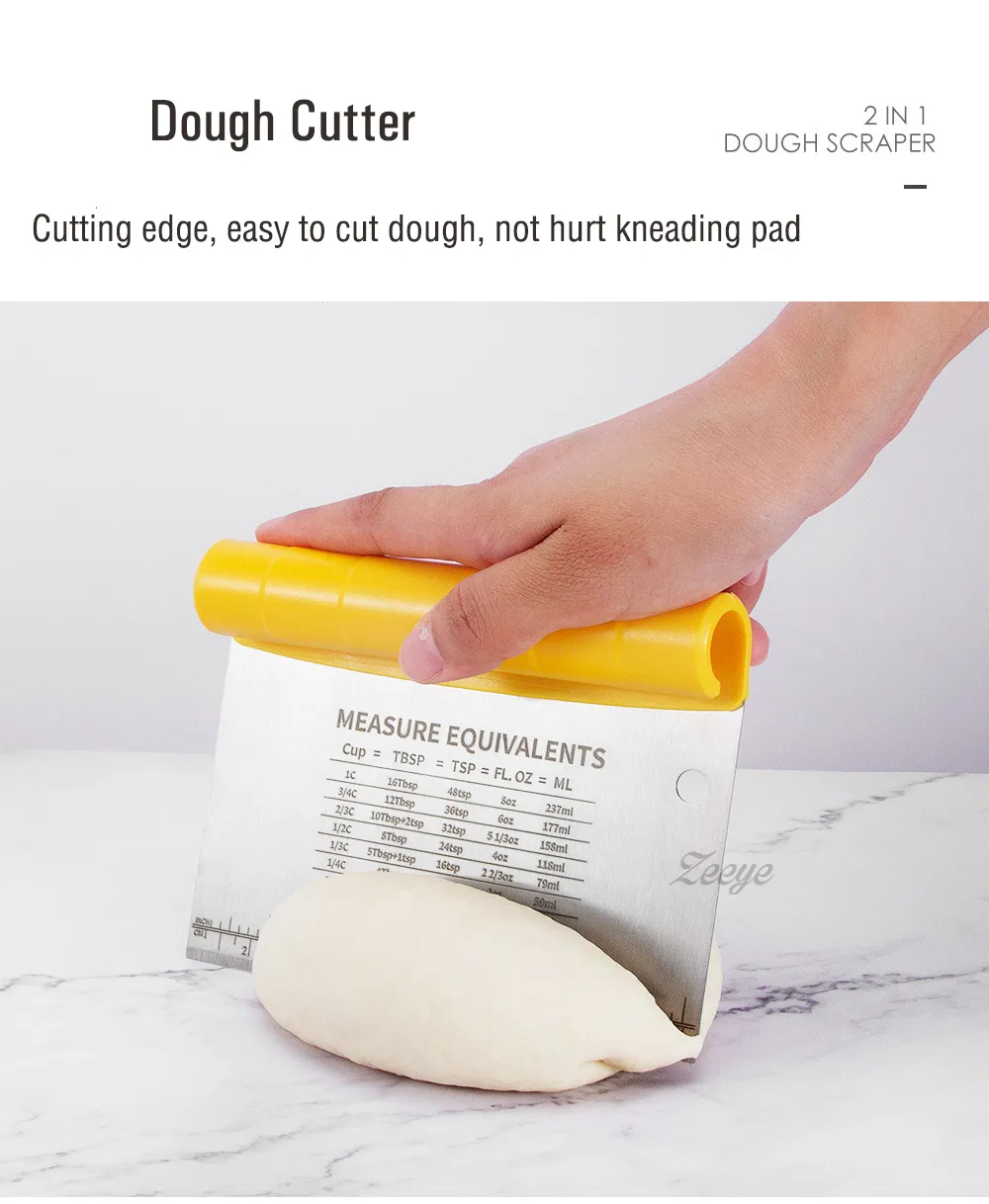 Multifunctional dough scraper Baking & Pastry Tools silicone metal material two in one design for bread pizza