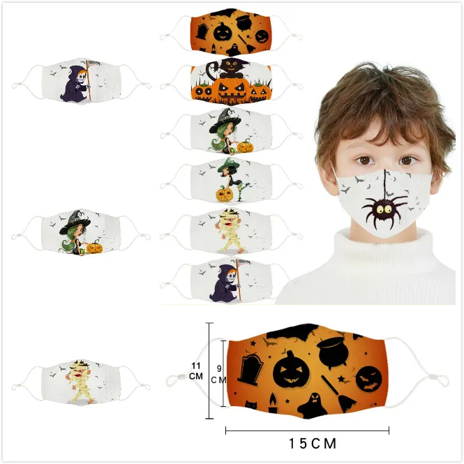 Masque de fête de dessins animés pour enfants Masque de Noël en coton Lavable Masques anti-poussière réutilisables Masque de protection pour Halloween 19 styles