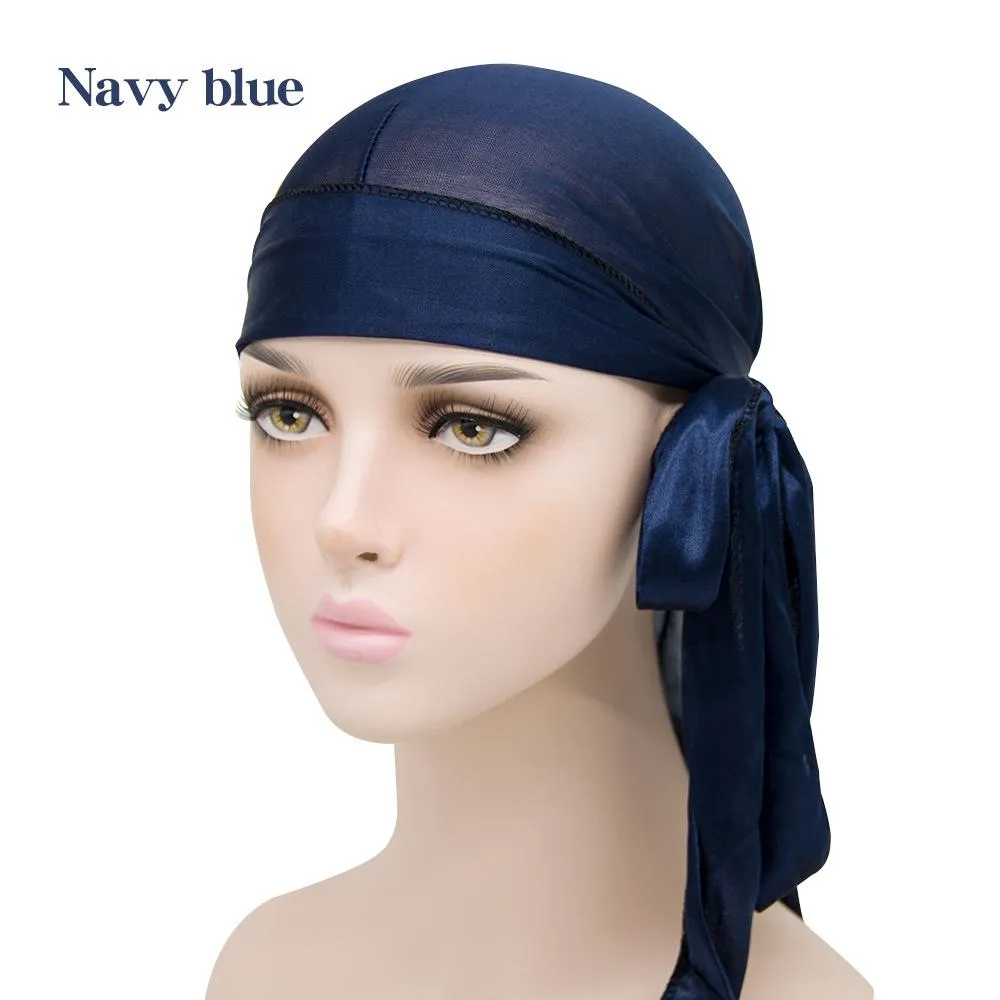 Durag En Satin Élastique à Longue Queue | Foulard Tête Unisexe - Protection Cheveux, Style Décontracté