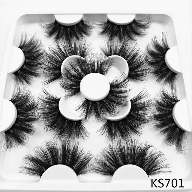 El yapımı 7Pairs 25mm 3D Sahte Vizon Yanlış Eyelashes Dramatik Uzun Wispies Lash Extension Yumuşak Kabarık Doğal Cilt Güzellik Göz Makyajı