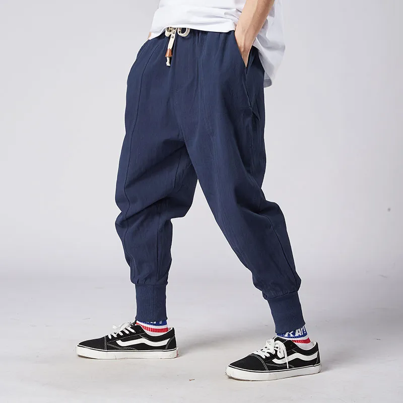 Men's Japanese Casual Loose Harem Trousers Baggy Hippy Hakama Pants Streets  | eBay