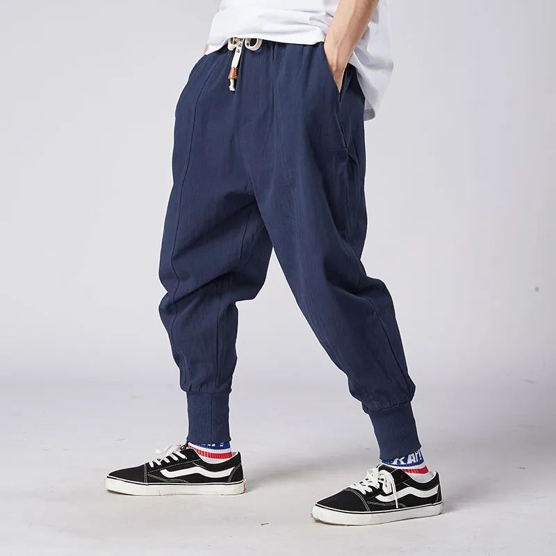 Pantaloni Harem Uomo Baggy - Gambe Larghe, Cavallo Basso - Taglie M-5XL