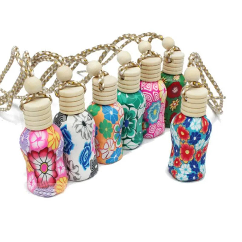 New Arrive Car Hang Decoration Polymer Clay Essence Oil Perfume Bottle Hang Rope Empty Bottle LX3156