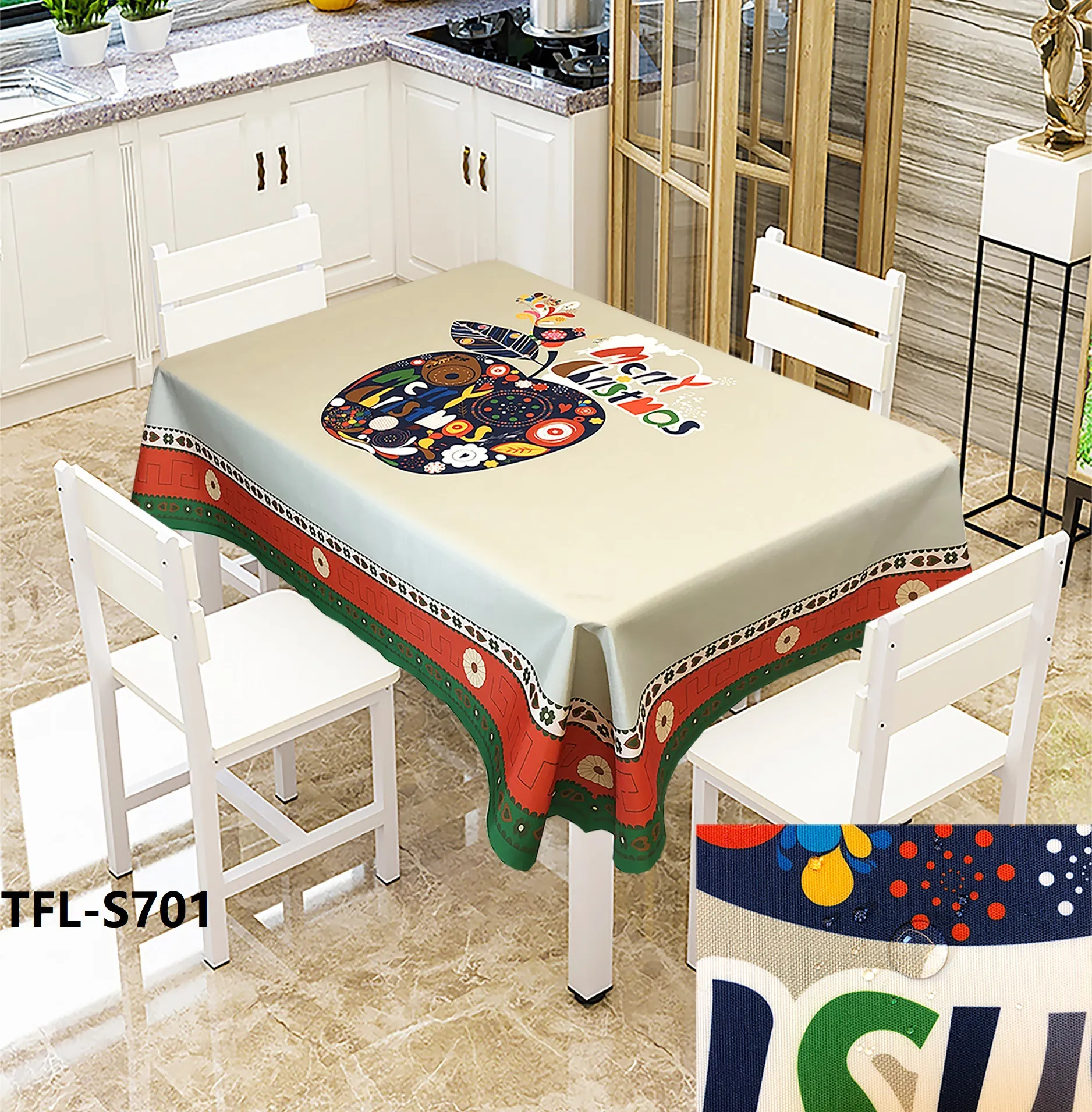 Xmas Party Toalhas de mesa retangular padrão de Bell de Natal 3D Impresso Picnic Dustproof pano de tabela Tampa Tea armário de cabeceira Mat