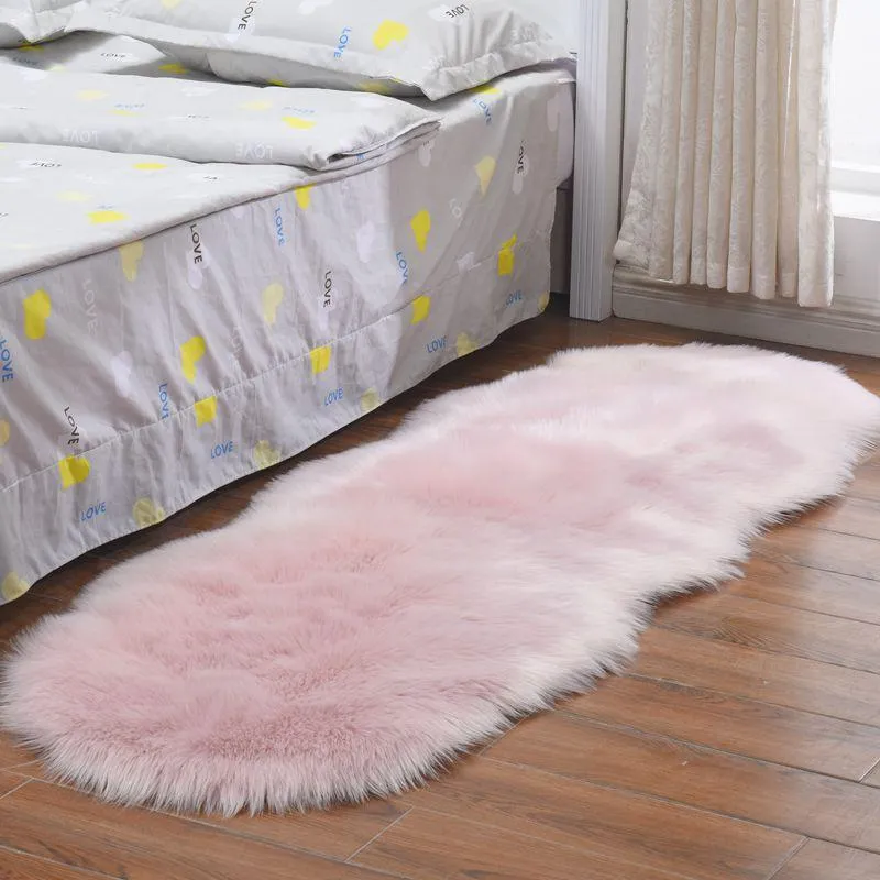 Living Room Plush Floor Rugs Mats Kids Room Faux Fur Area Rug Carpet Solid Fluffy Soft Shaggy Carpet Artificial Sheepskin Hairy