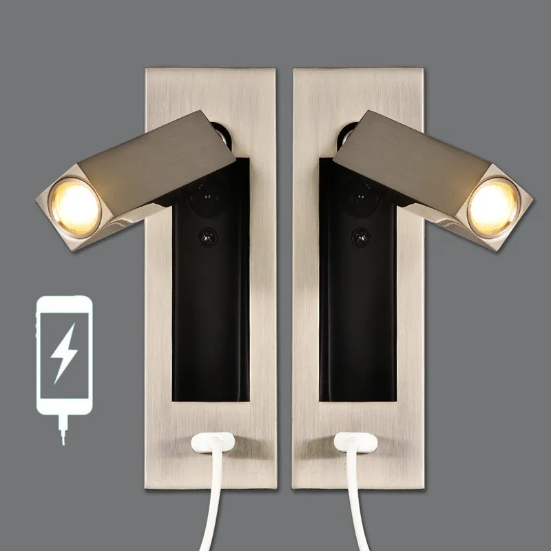 TOPOCH USB LED SCONCES 램프 침실 머리판 독서 조명 로프트 호텔 홈 침대 옆 벽 조명 알루미늄 헤드 조절 가능한 오목한 책 조명 초점 빔