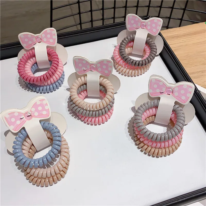 un pacchetto di 3 pezzi Giappone Coreano Carino Donne Gomma elastica Cavo telefonico Filo Legami per capelli Scrunchie Set Fasce per capelli Fascia