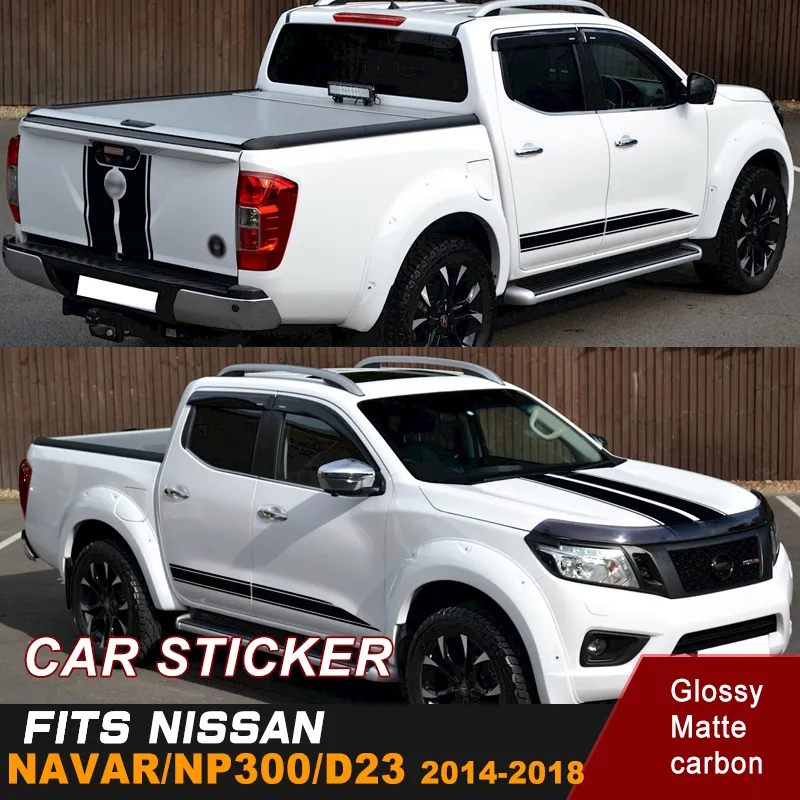 Adesivo per auto adatto per NISSAN NAVARA NP300 laterale-cofano-coda porta baule posteriore freddo Shark Stripe grafica decalcomanie per auto in vinile