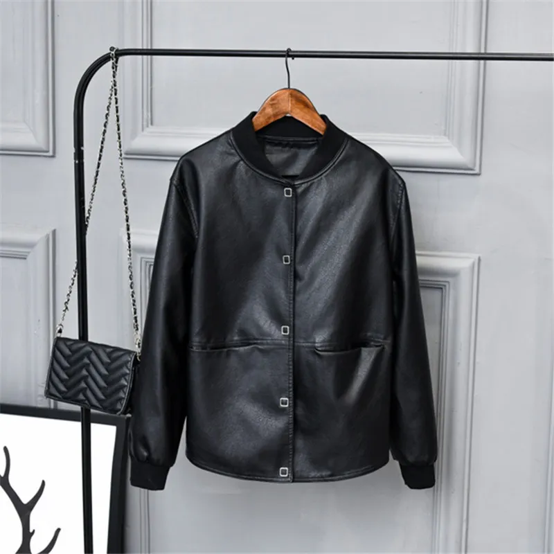 Chaqueta de cuero con manga de botón suelta para mujer, diseño original de alta calidad, nueva chaqueta corta de cuero Punk DJ, chaqueta de motocicleta