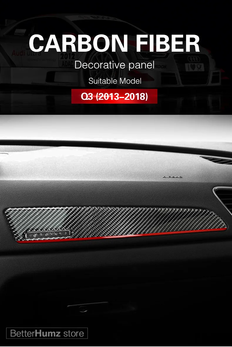 Fit For Audi Q3 2013-2018 Real Carbon Fiber Interior Door Panel Cover Trim  1PCS