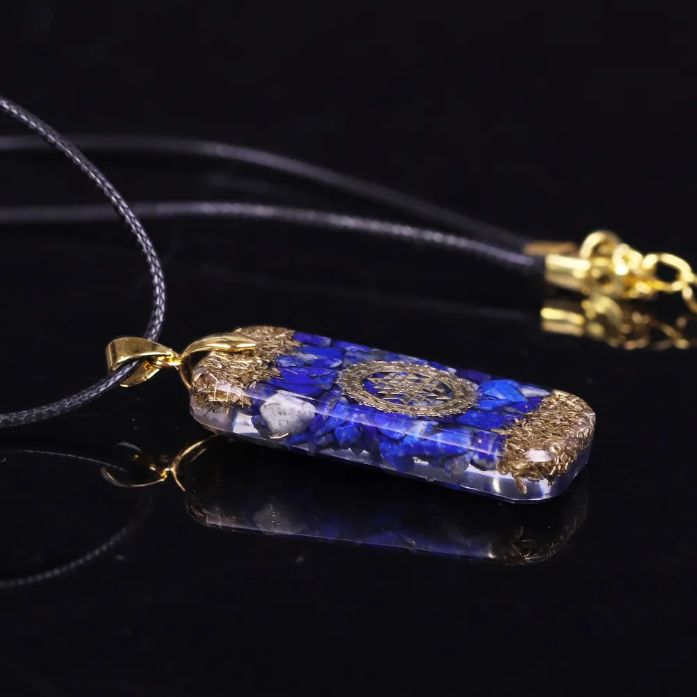 Orgonit energi hängsmycke naturliga lapis lazuli reiki energi halsband mystisk harts chakra sten tillväxt affär amulet 200929